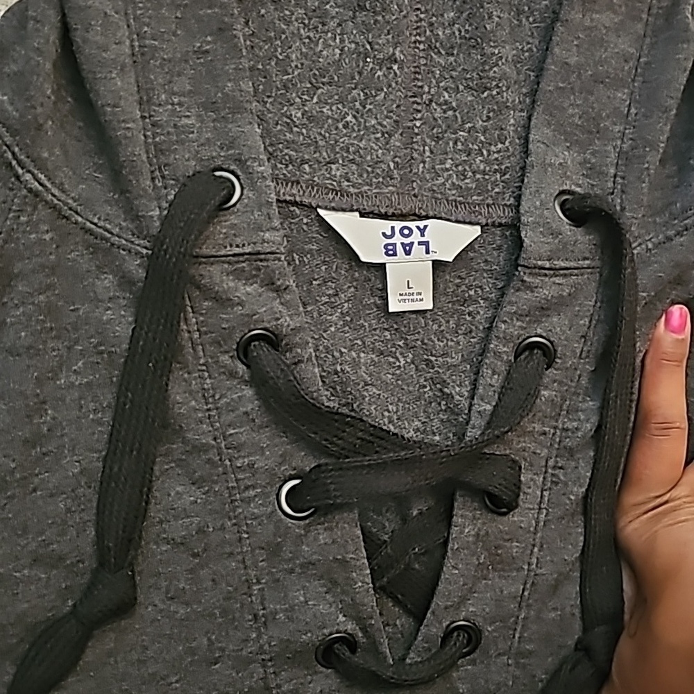 Hooded  charcoal gray sweatshirt size Large - Picture 4 of 7